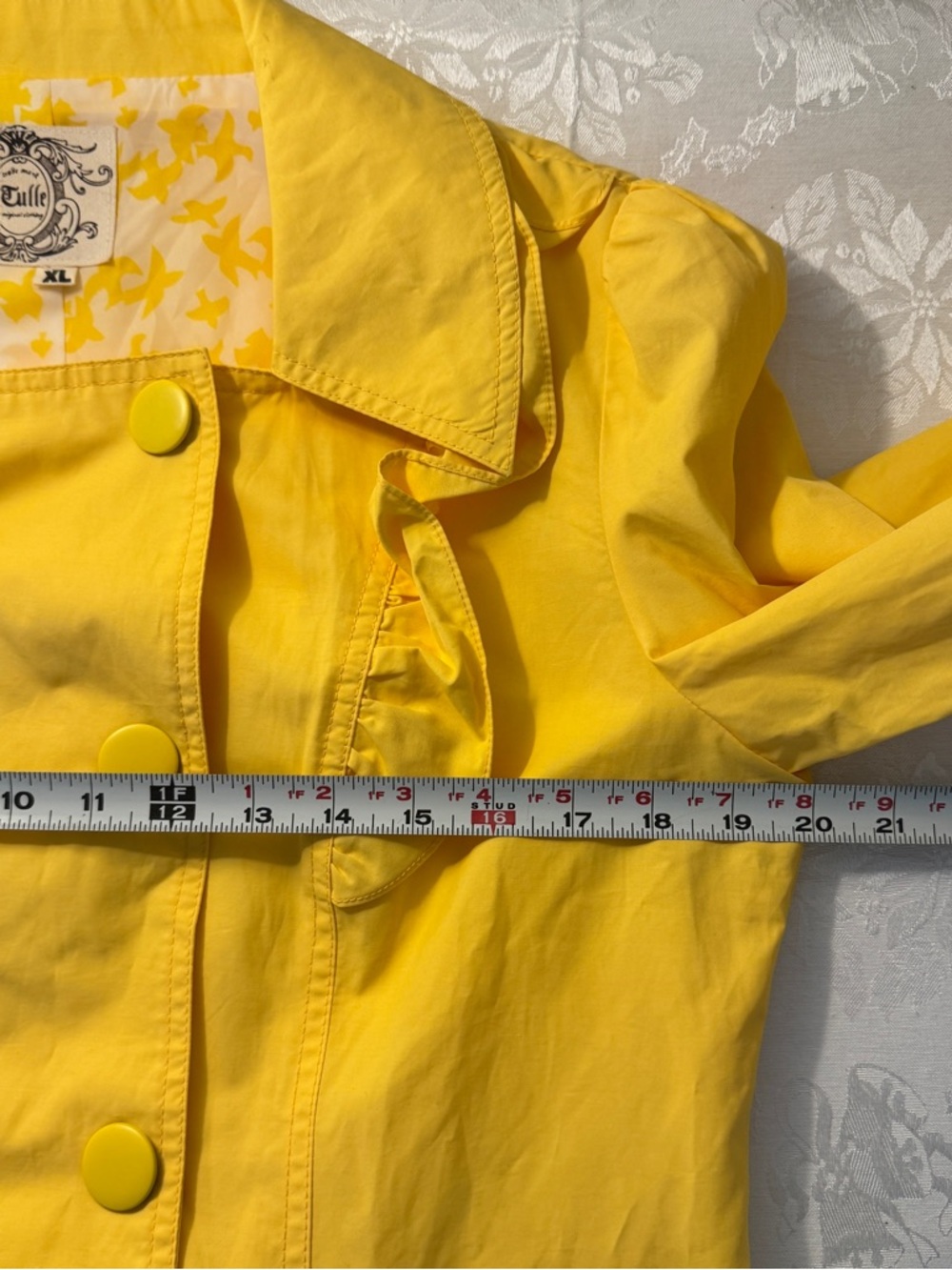 Tulle Butterfield Ruffle Yellow Double-brested Jacket Anthropologie XL - Picture 7 of 7